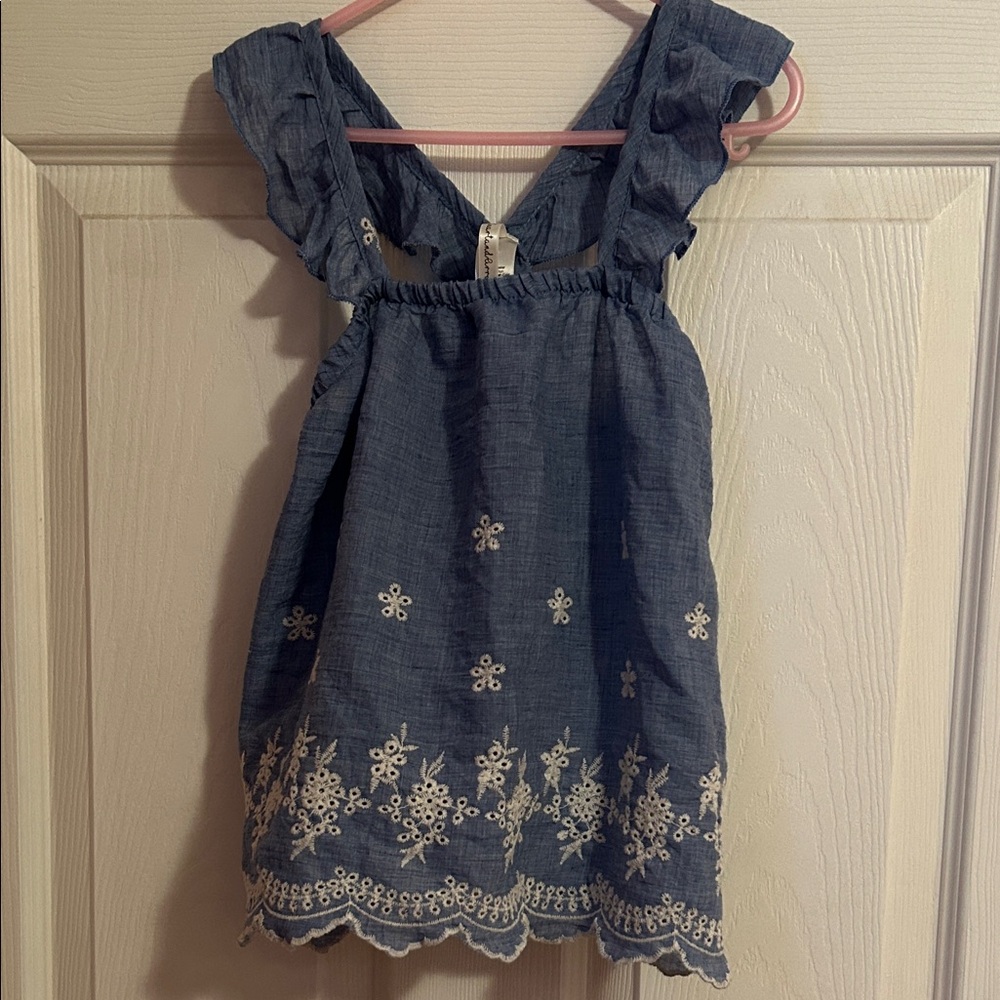 Adorable Blue Kids Top with Floral Details